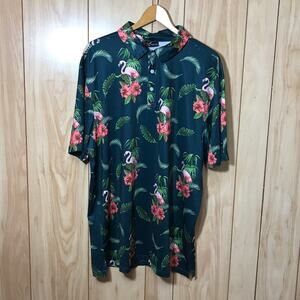 Yatta Flamingo Collared Short Sleeve Polo Golf Shirt XL